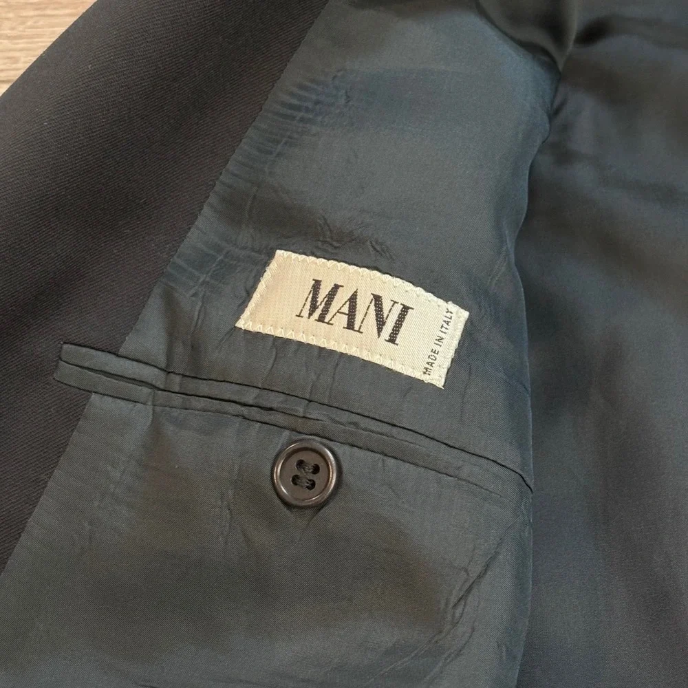 Mani Blazer Mens 42 Navy Blue Double Breasted Peak Lapel Wool Sport Coat Italy